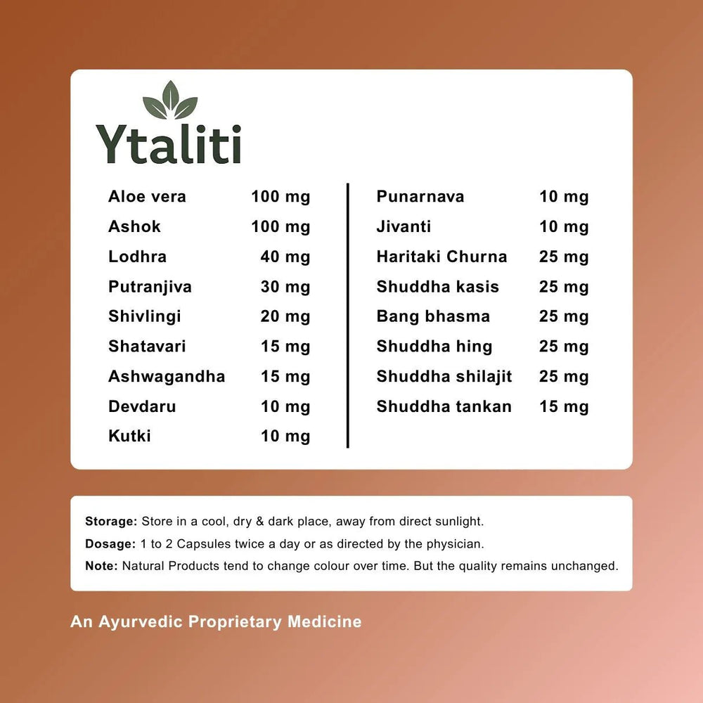 Ytaliti Herbal Female Fertility Booster Capsules (60 Capsules) – Hormonal Balance & Reproductive Health - Ytaliti Ayurveda