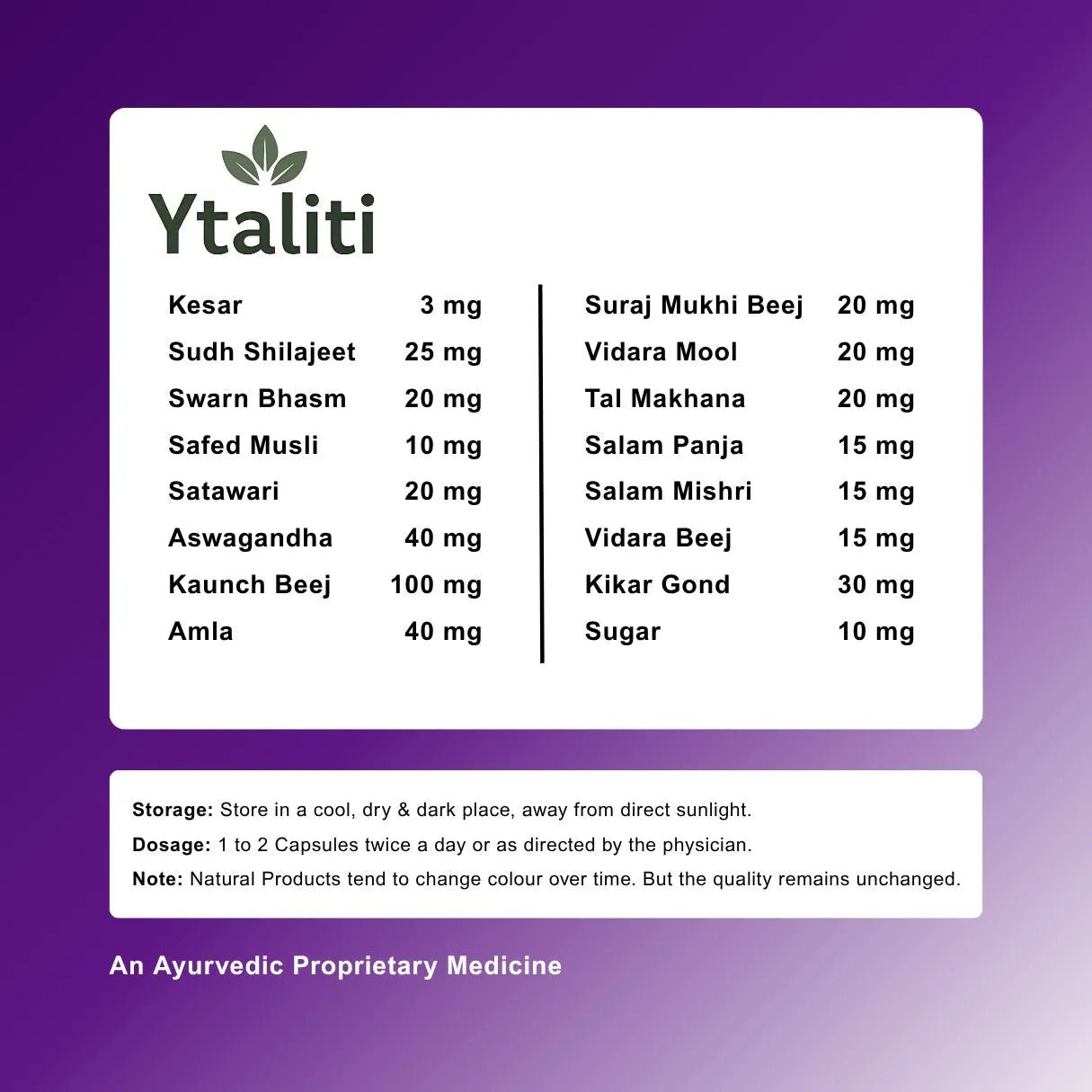 Ytaliti Herbal Male Fertility Booster Capsules (60 Capsules) – Improve Sperm Health Naturally - Ytaliti Ayurveda