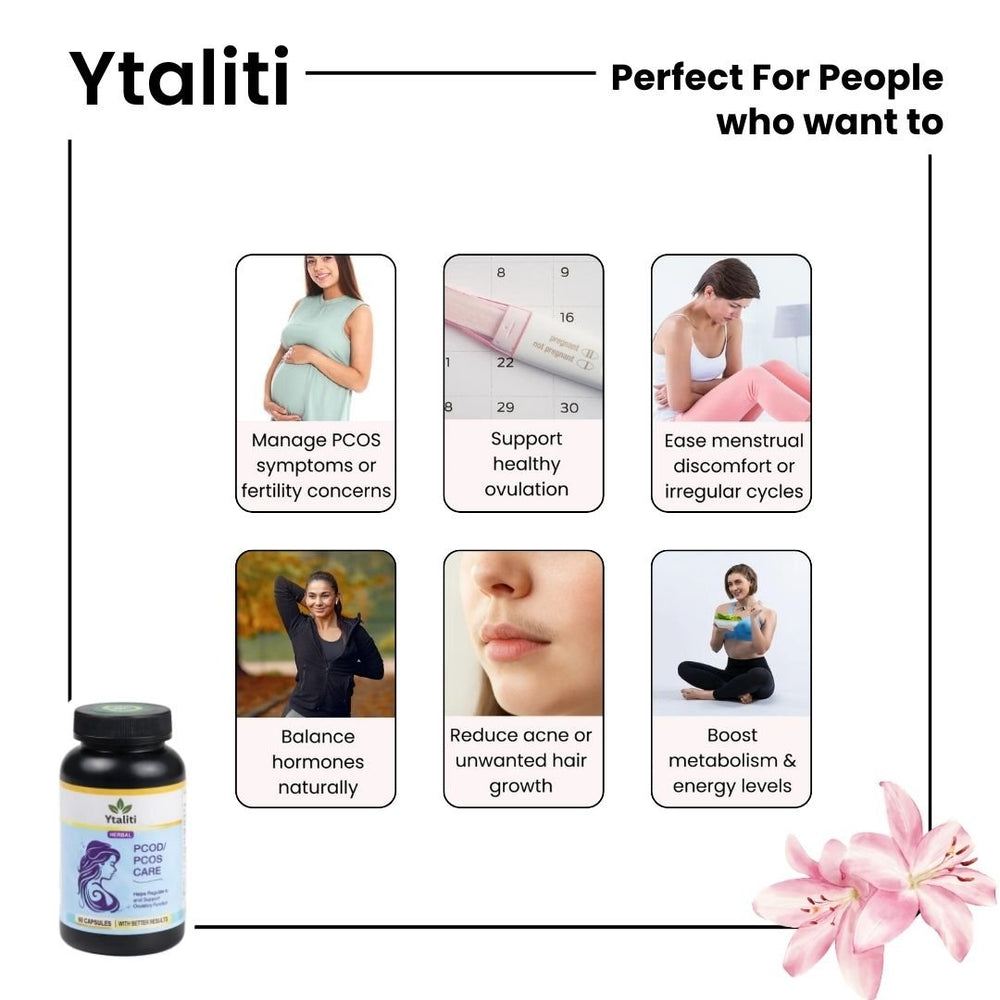 Ytaliti Herbal PCOD/PCOS Care Capsules – Women’s Herbal Supplement, (60 Capsules) - Ytaliti Ayurveda